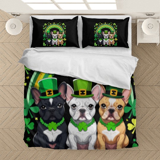 St Patricks Day French Bulldogs Dog Frenchie gifts Bedding Sets
