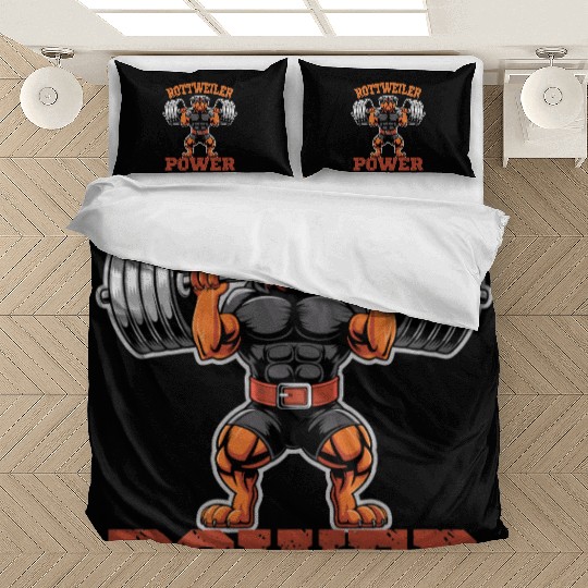 Rottweiler Power Weightlifting Dog Gym Strength Bedding Sets