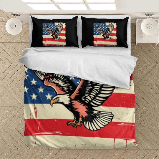 Patriotic Eagle Illustration Bedding Sets