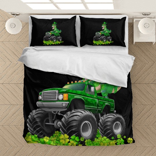 Monster Truck T-rex St Patricks Day Dinosaur Cute Bedding Sets