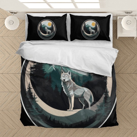 Lone Wolf Under Moonlit Sky Bedding Sets