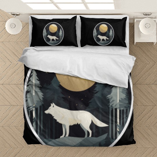 Lone Wolf Under Moonlit Sky Bedding Sets