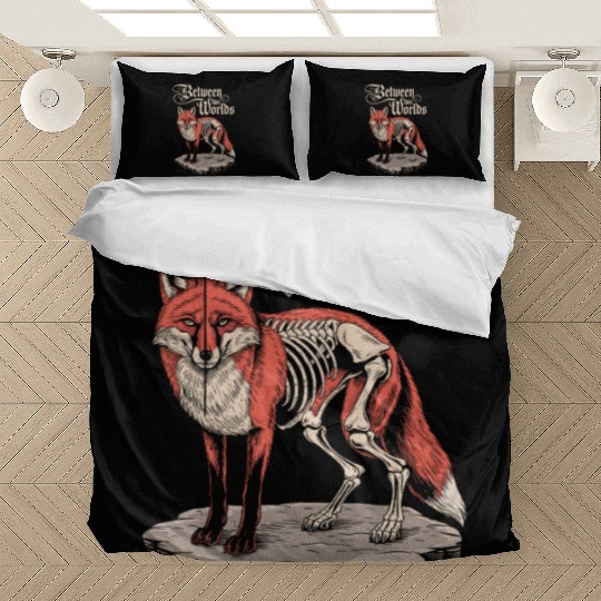 Between Two Worlds Dark Cottagecore Fox Art Bedding Sets