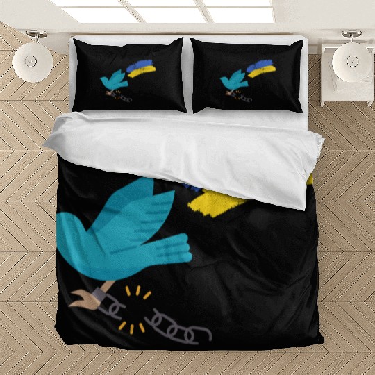 Dove of peace carrying the flag of Ukraine Bedding Sets