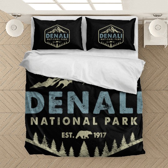 Retro Denali National Park Mountains Nature Hiking Bedding Sets