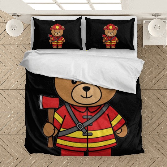 Teddy bear firefighter Bedding Sets
