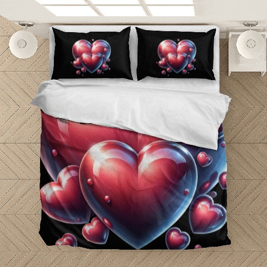 Wedding red love hearts clothing range Bedding Sets