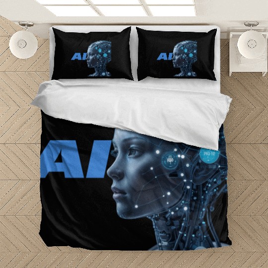 Futuristic AI Cybernetic Human Design Bedding Sets