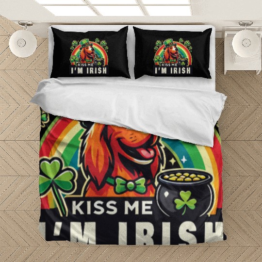 Kiss Me I'm Irish Dog St. Patrick's Day Bedding Sets