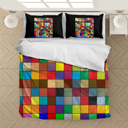 "Vibrant Multi-Color Square Box Design Bedding Sets"