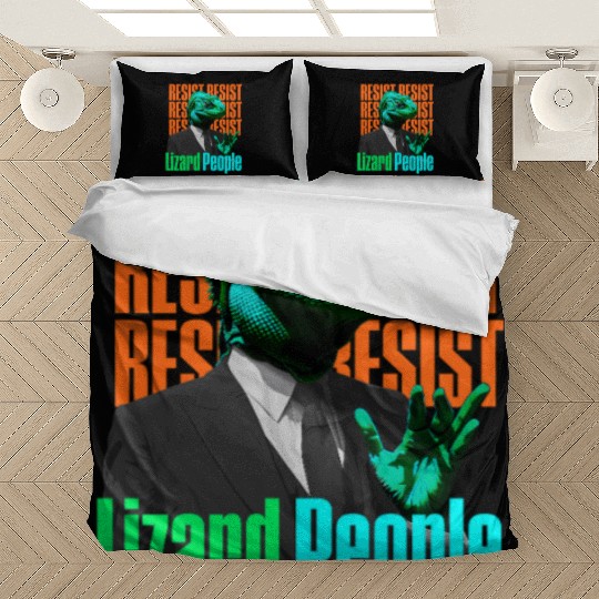 Resist Reptilians Lizard People Bedding Sets