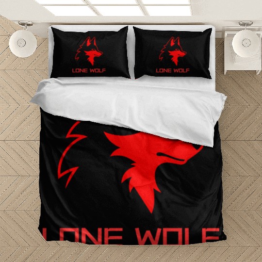 lone wolf red logo Bedding Sets