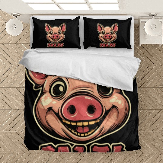Creepy Happy Pig – Disturbing Smile Bedding Sets