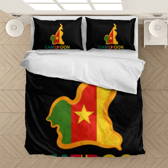 Cameroon Map with Flag Colors, proud Cameroonian Bedding Sets