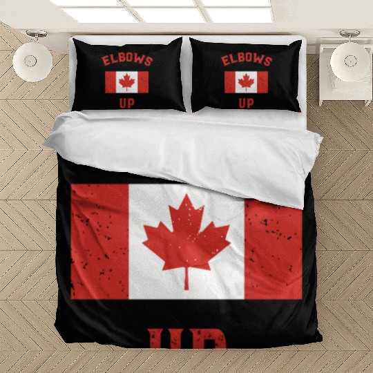 Elbows Up Canada Vintage Anti Trump Tarriff Slogan Bedding Sets