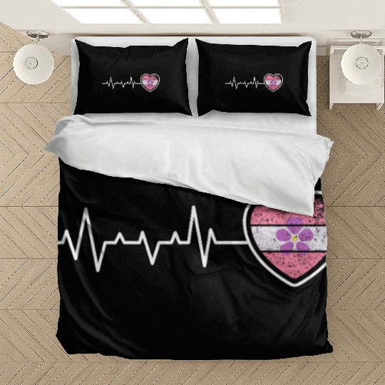 Lesbian Heartbeat Violet Flower Vintage Look Pride Bedding Sets
