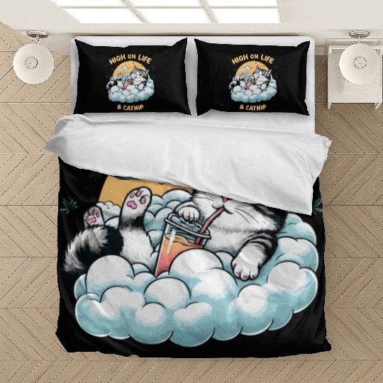 High on Life & Catnip - Floating Cat Art Bedding Sets
