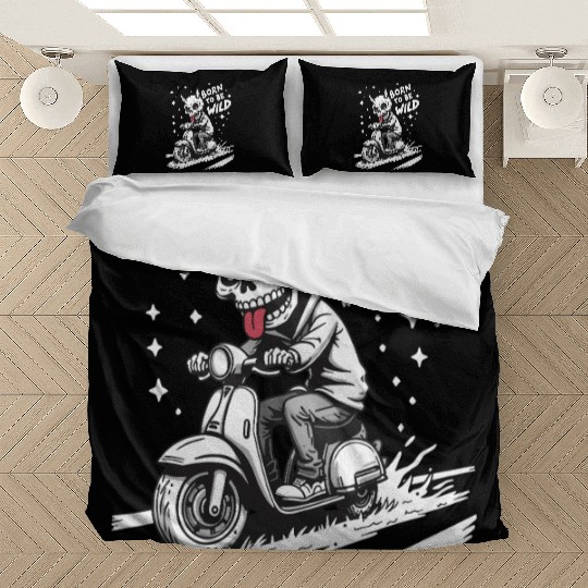 Born to Be Wild - Skull Devil on Scooter Bedding Sets