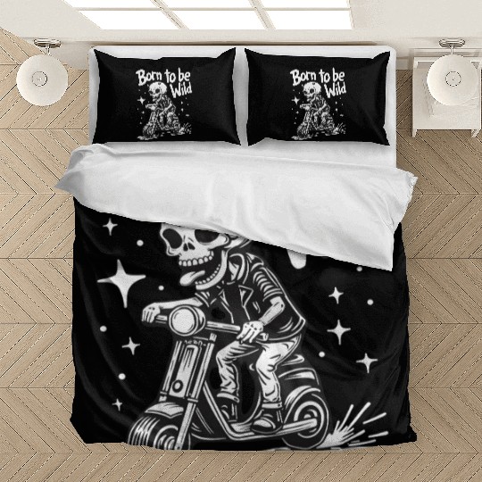 Born to Be Wild - Skull Devil on Scooter Bedding Sets