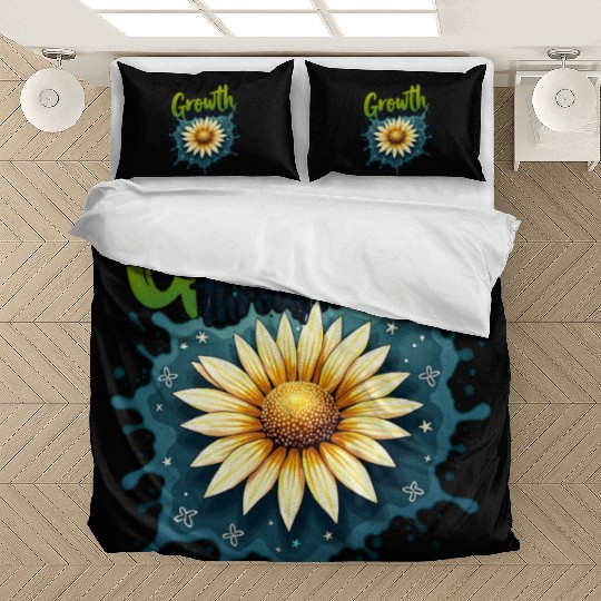 Motivational Sunflower Artwork with Inspirational Bedding Sets