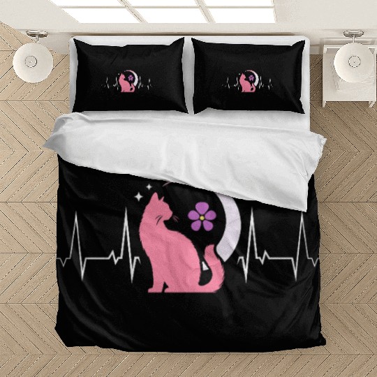 Lesbian Heartbeat Moon Cat Pink Mystic Pride Art Bedding Sets