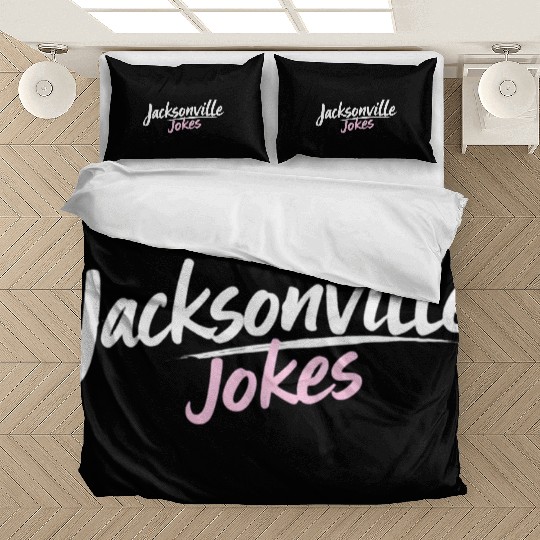 Jacksonville Jokes Brushstroke Text Design in Pink Bedding Sets