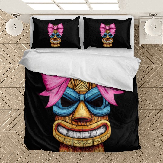 Coquette Bow Tiki Luau Hawaiian Hawaii Tiki Mask Bedding Sets