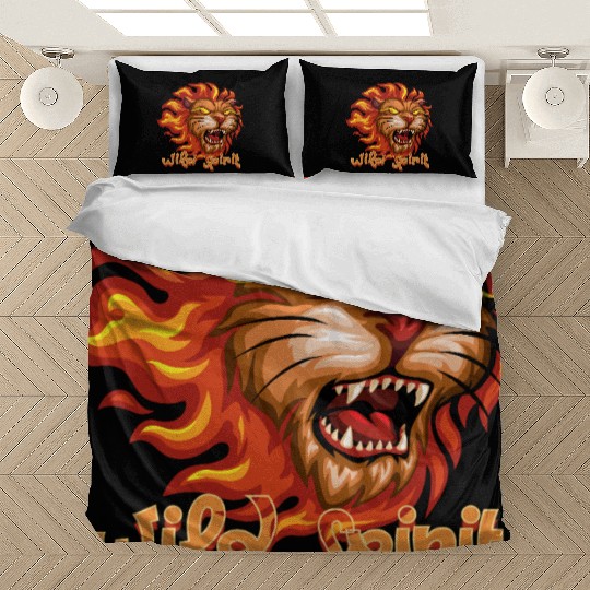 Wild Spirit Fiery Lion Head Graphic Design Bedding Sets