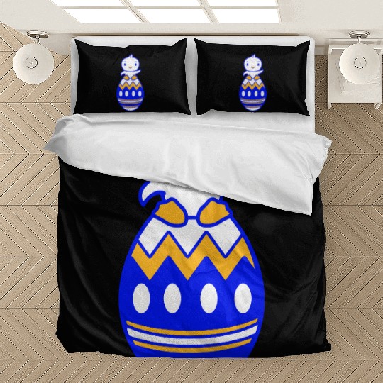 Chick Sits On Giant Easter Egg Waving Easter Sweet Bedding Sets