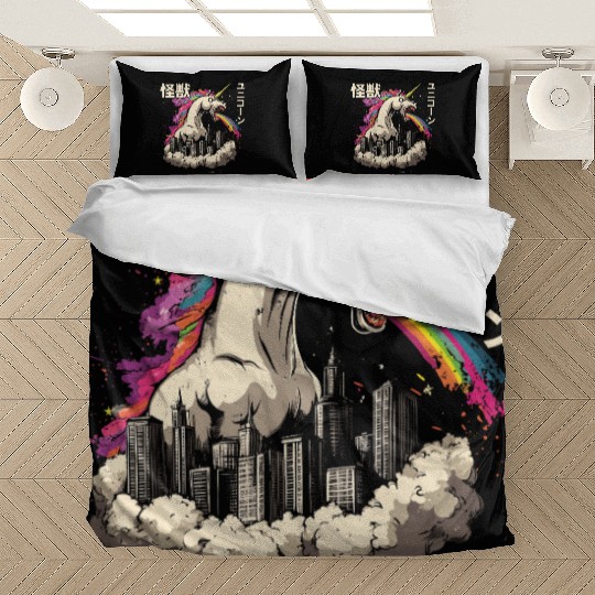 Kaiju Unicorn Japanese Monster Rainbow Bedding Sets