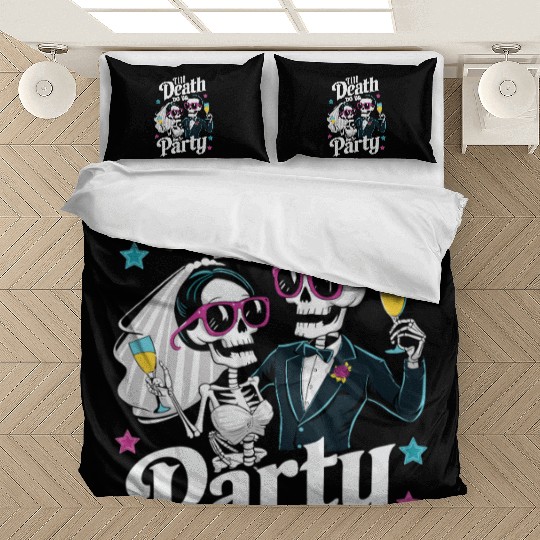 Funny Skeleton Bride and Groom Till Death Do Party Bedding Sets