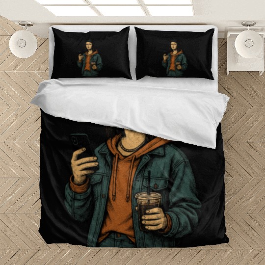 the mona lisa dressed in 2025 street fashion Bedding Sets