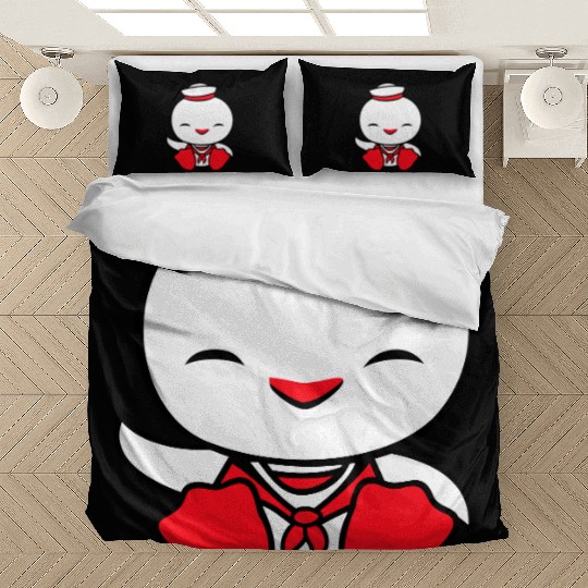 Duck sailor sailor hat waving happily fisherman Bedding Sets