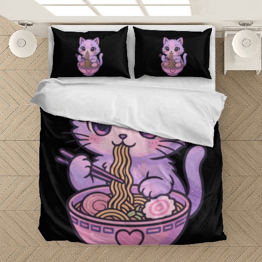Kawaii Cat Ramen Bedding Sets