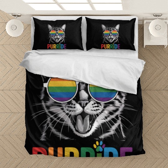 Purride Cat Gay Lesbian Rainbow LGBTQ Ally Pride Bedding Sets