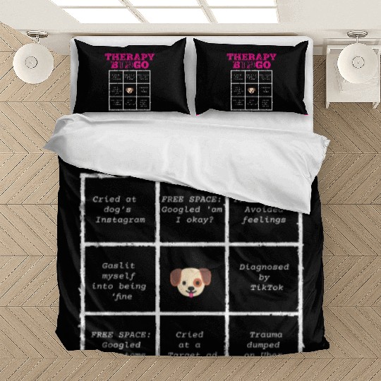 Therapy Bingo Card Bedding Sets Dark Humor Mental Healt