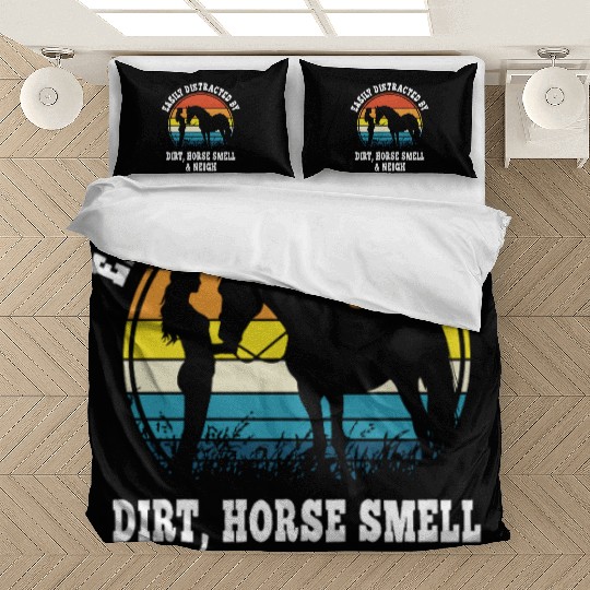 Retro Sunset Horse Girl Vintage Equestrian Rainbow Bedding Sets