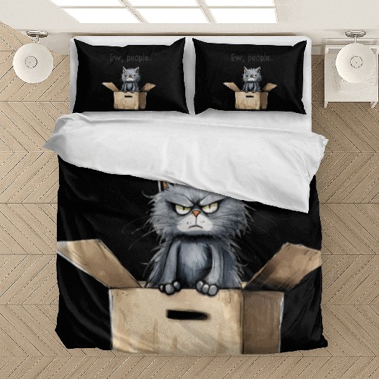 Ew people; cat; cat lovers; funny cat; cranky; Bedding Sets