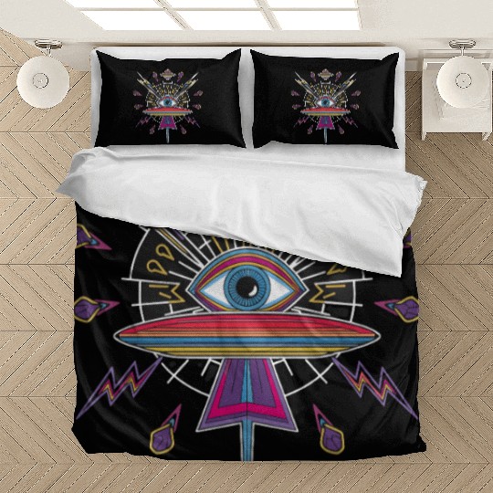 Psychedelic UFO Eye with Cosmic Lightning and Bedding Sets
