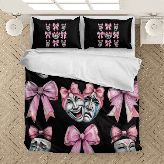 Coquette Bow Theatre Mask Drama Comedy Artist Girl Bedding Sets