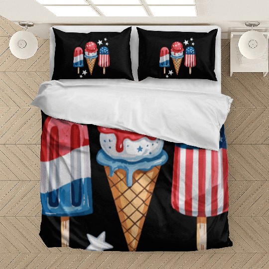 Patriotic Ice Cream and Popsicles with Stars Bedding Sets