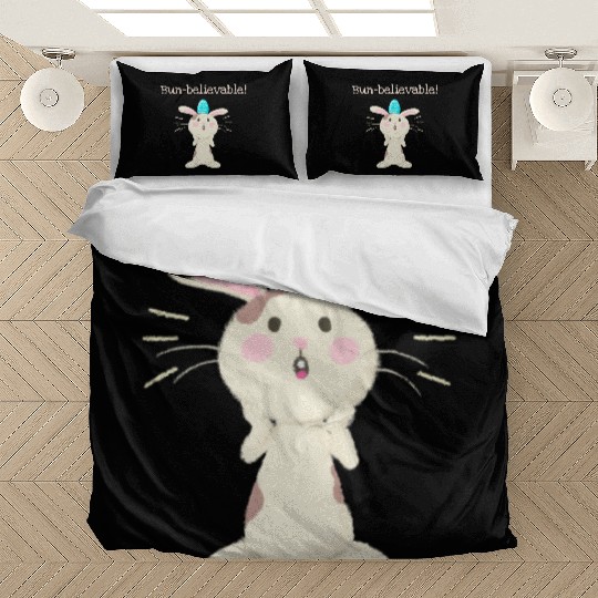 Bun-believable Funny Surprised Bunny Easter Egg Bedding Sets