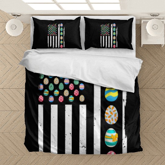 USA Flag Easter Day Eggs Celebrate Patriotic Bedding Sets