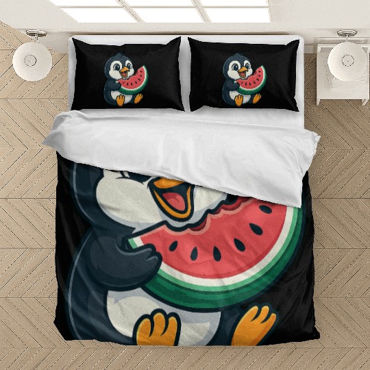 Penguin with Watermelon Summer Fruit Bedding Sets