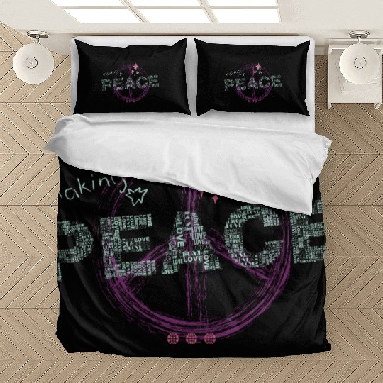Making Peace Love Symbol Artistic Grunge Design Te Bedding Sets