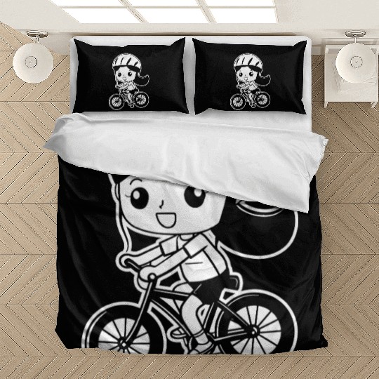 Cycling Girl Comic Style Bedding Sets