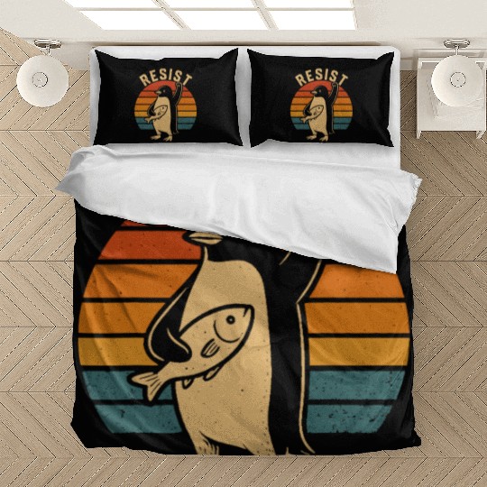 Funny Protest Against Tariffs Resist Penguin Bedding Sets