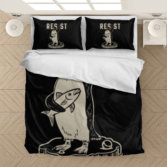 Funny Protest Against Tariffs Resist Penguin Bedding Sets