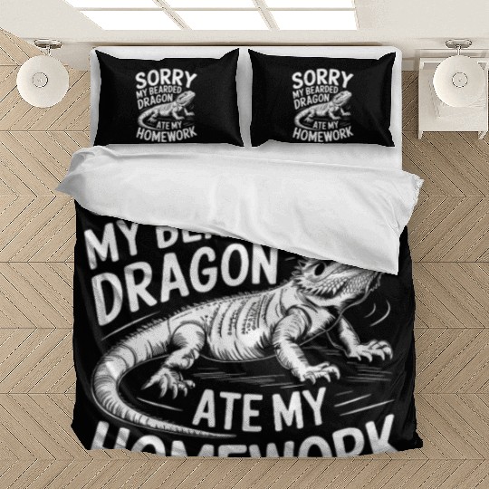 Funny Pogona Reptile Ate My Homework Bearded Bedding Sets