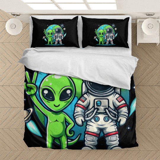 Alien Astronauts In Space Bedding Sets